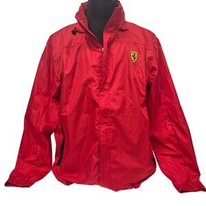 Ferrari Windbreaker Jacket Mens Large Red Excellent